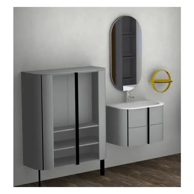 Комплект мебели с раковиной BURGBAD LAVO 2.0 SFZP072 F5045 K0418 + SIJH050 + ACFP030 K0418 + SGCK101 FOT44 K0418 базальт серый мат. (F5045) молдинг (G0227)