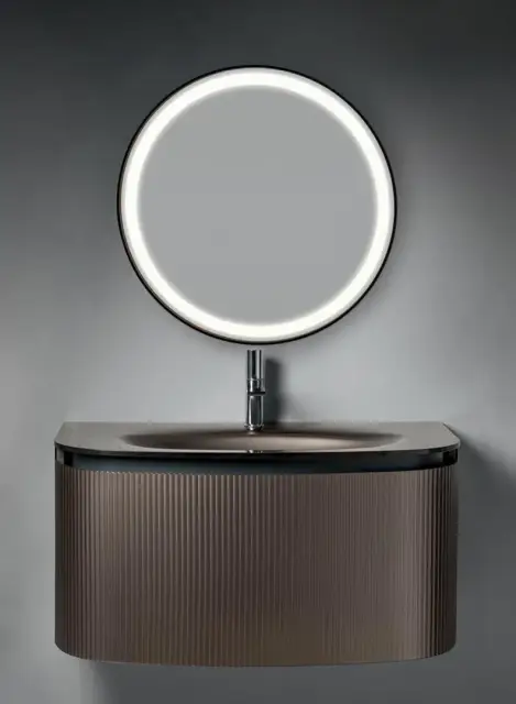 Комплект мебели с раковиной Artelinea Kimono KM21+BTKM91+TTAD80+KM24sx стекло flutes bronzo (B2)