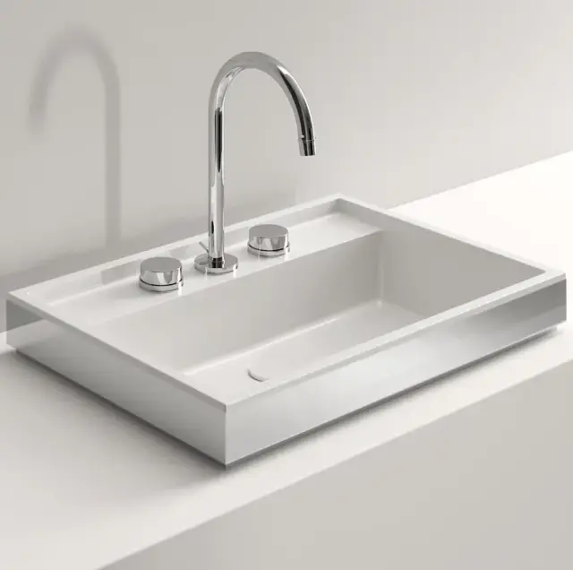 Раковина Milldue DETROIT 62 9264 белая, внешняя рамка Steel frame