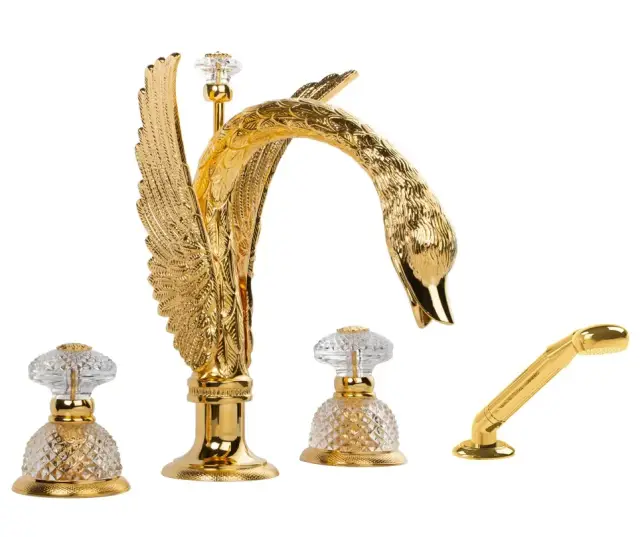 Смеситель для ванны Cristal&Bronze CYGNE FLAMANT C46-D1-3304 золото