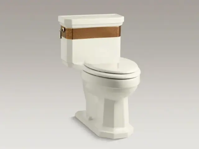 Унитаз KOHLER Kathryn Saree design K-14268-S1-96 + K-4701-AF-96 + K-9451-AF + K-7637-AF цвет бисквит, декор золото