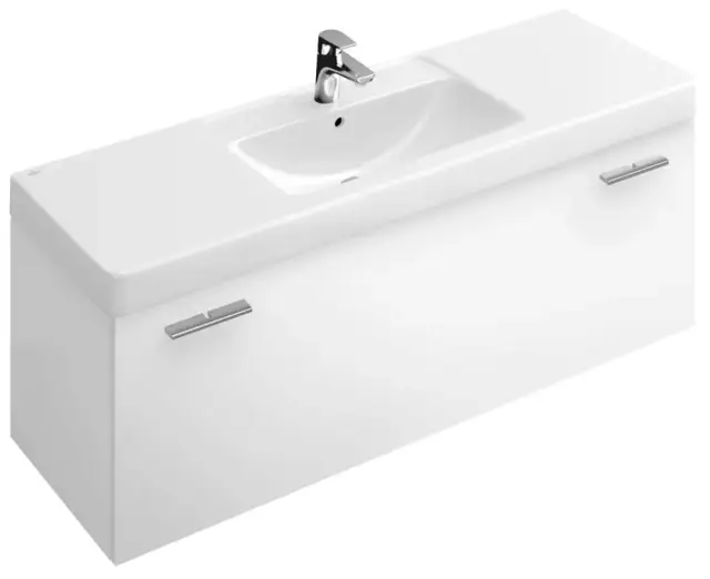 Комплект мебели с раковиной VILLEROY&BOCH CENTRAL LINE A272E2EC + 5182 D1 R1 корпус glossy white, фронт glossy walnut, ручка версия 2 хром, ceramicplus, white alpin