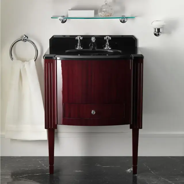 Комплект мебели с раковиной Devon&Devon DOMINO DOMINO B + RALILY460BL столешница мрамор nero marquinha, основание красное дерево