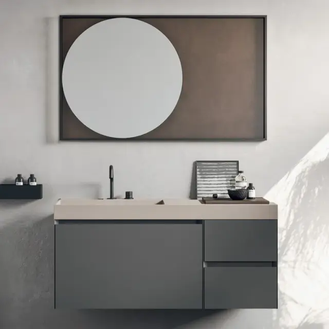 Комплект мебели с раковиной Rexa COMPACT LIVING BCLL1CIDC1+BCLN2CCDC1+L1000A323.SX ARGILLA GRAFITE-AR6/CORIAN ELEGANT GRAY