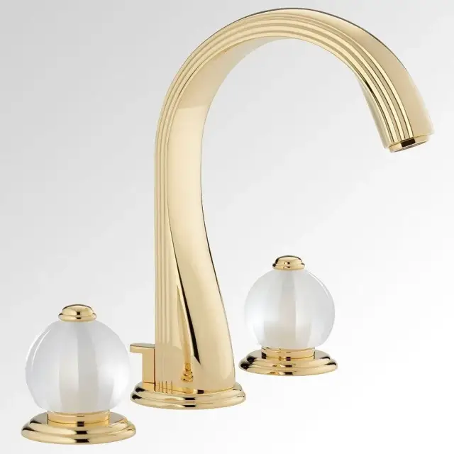 Смеситель для раковины THG Mandarine satin crystal U1E.F01.151 золото/стекло матовое