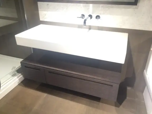 Комплект мебели с раковиной Antonio Lupi MATERIA (MB7+GAP)+(MB65+GAP)+MT54126+SHELF72*2+PUSHXL126 цвет - grigio 507 cat.B + gomma