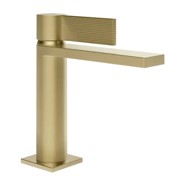 Смеситель для раковины Gessi INVERSO RIGATO 73551#727 цвет-браш.латунь PVD
