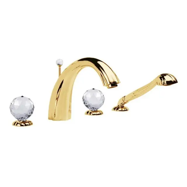 Смеситель для ванны Jorger FLORALE CRYSTAL 600.40.100.020-11 золото, ручки-прозрачный хрусталь