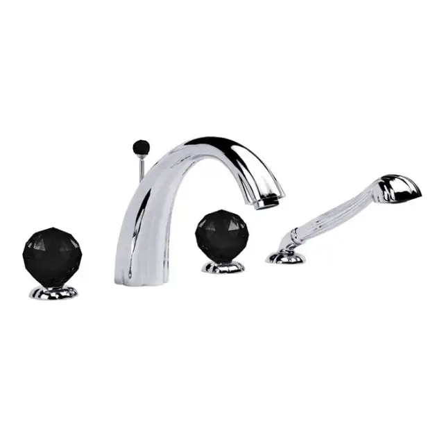 Смеситель для ванны Jorger FLORALE CRYSTAL 600.40.100.000-12 хром, ручки-черный хрусталь