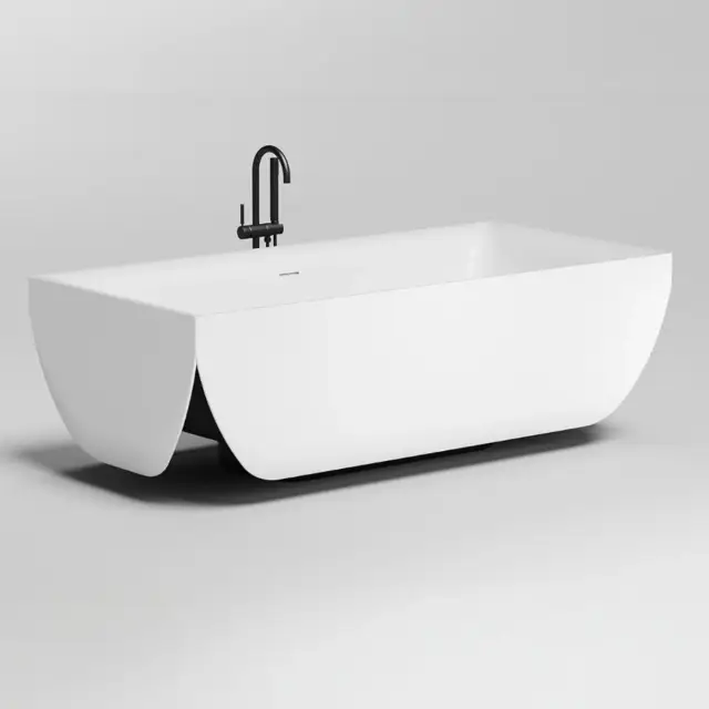 Отдельностоящая ванна SALINI ARIA 1051201M чаша внутри и экраны снаружи S-Stone матовый белый, чаша снаружи и экраны внутри-RAL9011 матовый