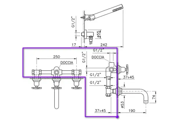 Nicolazzi C2203 Встраиваемая часть для смесителя со стены