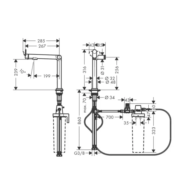 Смеситель для кухни, Hansgrohe, Aqittura M91, цвет-черный матовый