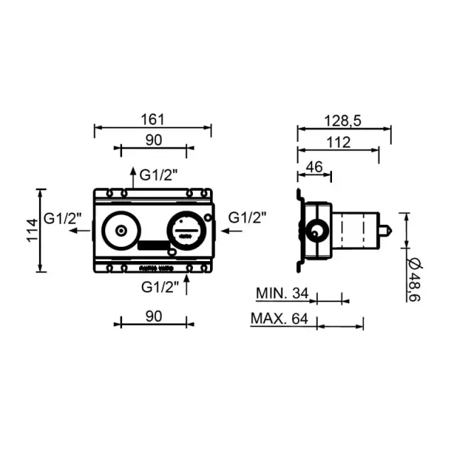 Fantini 4400M623A Термостатический встраиваемый смеситель для душа, 1/2apos;apos;