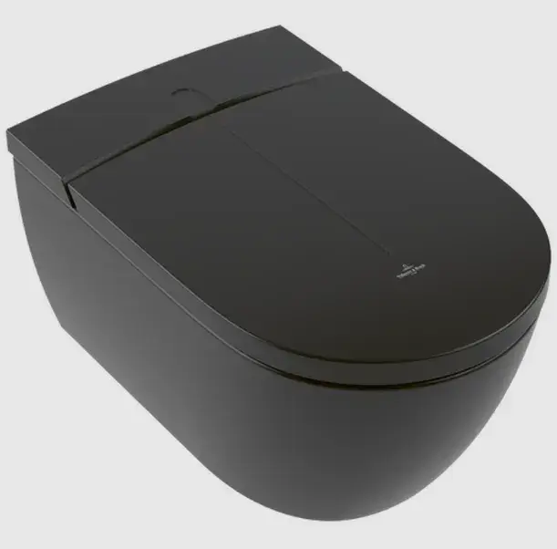 Унитаз-биде, Villeroy&Boch, Viclean, подвесной, шгв 385*595*400, CeramicPlus, цвет-Pure Black