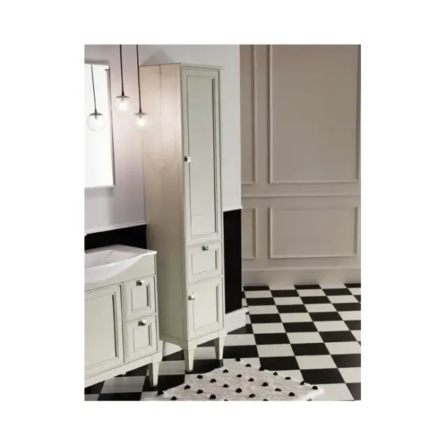 Пенал с ножками, 2 дверки, 1 ящик, 35*38.5*193.2, дерево, окрашеное в матовый лак col. creta, ручки - P02 хром