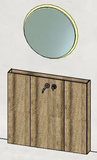 Тумба для ванной комнаты Milldue CABA 1506.SX+2552+2553+1506.DX+1463.DX+1458+1463.SX+4329+1508 ROVERE MEZZA FIAMMA-7777/Black PVD