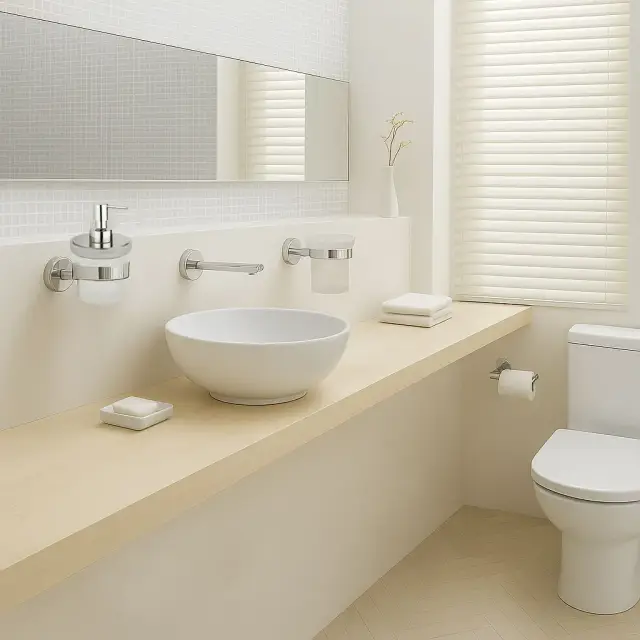 Комплект подвесных аксессуаров Stella SIRIUS: дозатор, стакан, держатель туалетной бумаги открытый