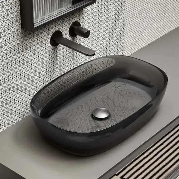 Раковина Antonio Lupi SENSO SENSOC Cristalmood FUME/дон.клапан Grafite