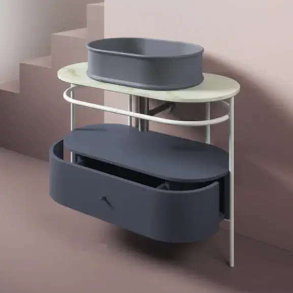 Консоль для ванной комнаты Art Ceram FLAIR 4.0 ACA068.17 + TFA010 90 + ACM038 56 + ACA038.17;00 + ATL002.17;00 черный матовый/NERO MARQUINIA/moka