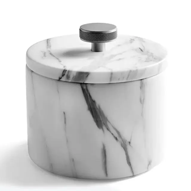 Контейнер для ватных дисков/палочек 3SC APUANA 2.0 AP48ASL мрамор BIANCO STATUARIO/хром