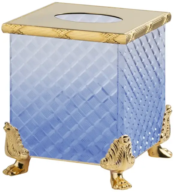 Контейнер для салфеток Cristal&Bronze CRISTAL TAILLE “LOSANGE” CISELÉ FS09C-D3-652B blue crystal/Matt Soft Gold