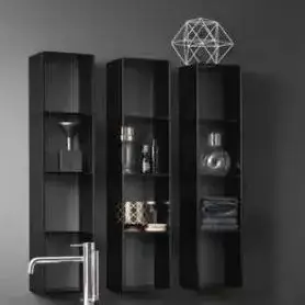 Открытый подвесной элемент 25*20.8*73.4h стекло Dark Grey, задняя стенка-ROVERE INCHIOSTRO-823