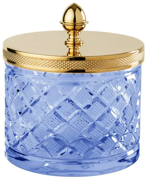 Баночка большая с крышкой d.11*13h blue crystal/Matt Soft Gold