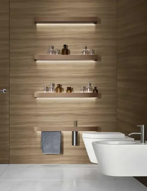 Полка для ванной Milldue LJOS 6745 basalto, стекло fume