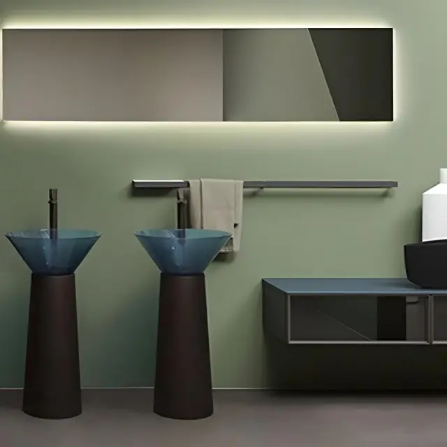 Зеркало для ванной Antonio Lupi APICE APICE50W.216 LED подсветка белая/вставка бронзовая/ на раме черного цвета