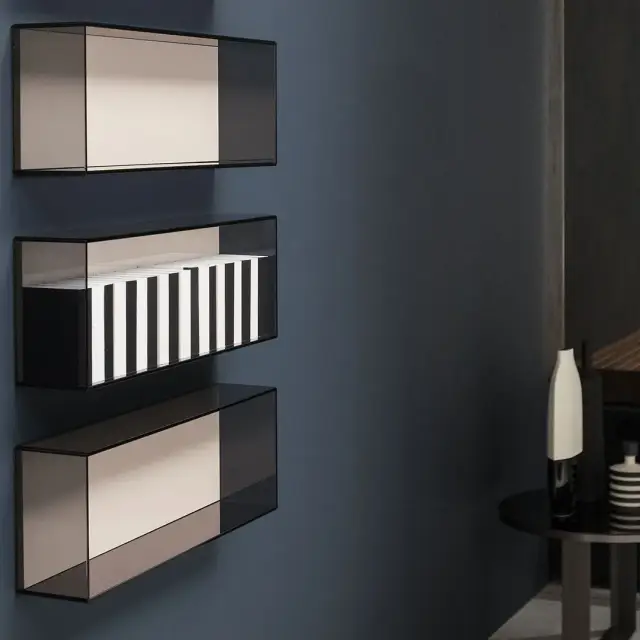 Полка для ванной Antonio Lupi Ice ICE6 стекло FUME, задняя стенка GRIGIO SMOG OPACO-615