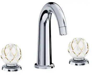 Смеситель для раковины Jorger BELLEDOR 631.30.300.065-32 платина, ручки белый фарфор/окантовка золото