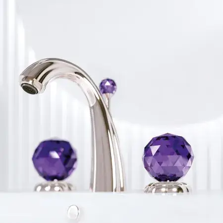 Смеситель для раковины Jorger FLORALE CRYSTAL 600.30.300.035-17 серебряный никель, ручки аметист