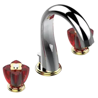 Смеситель для раковины THG PÉTALE DE CRISTAL - RED CRYSTAL U6C.G02.151 хром/золото/красный хрусталь