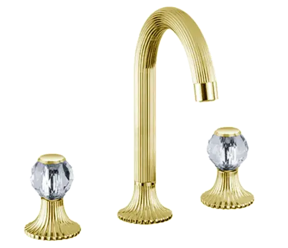 Смеситель для раковины Jorger CRONOS CRYSTAL 637.30.300.020-11 золото/прозрачный хрусталь