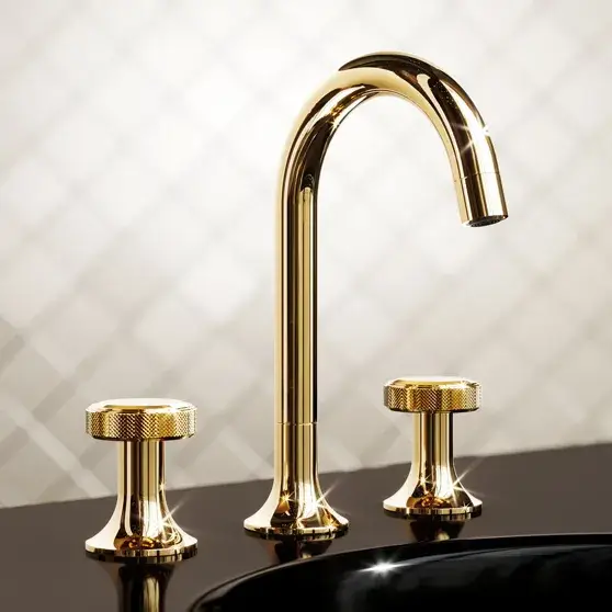 Смеситель для раковины Jorger Valencia 638.30.300.021-00 матовое золото/металлическая вставка