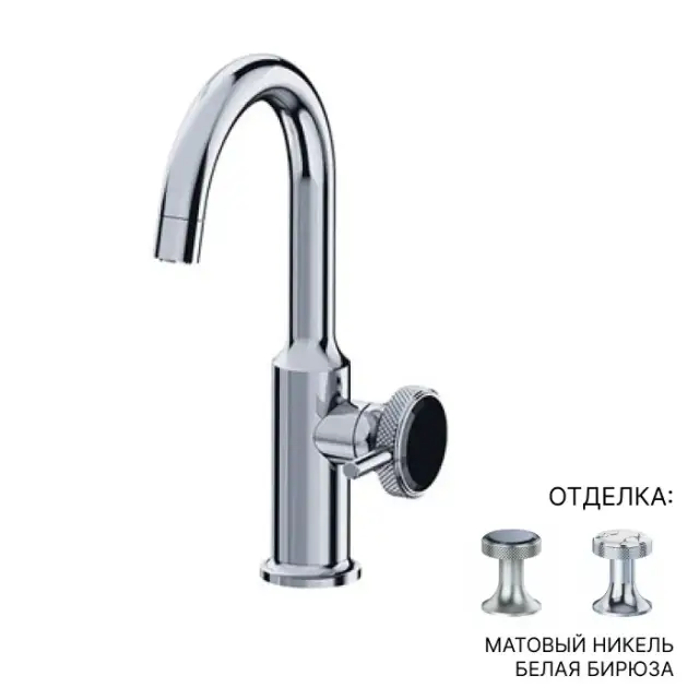 Смеситель для раковины Jorger Valencia 638.10.333.036-51 никель матовый/белая бирюза