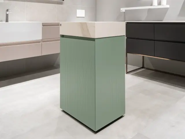 Комплект мебели с раковиной Arbi CODE MONOLITE+KARMA 50 LC84.DX+AA15+5680 R99-COLORE RIGA VERDE OLIVA OPACO-900D8, цоколь-NERO/LAMINAM CALACATTA ORO VENATO-DN