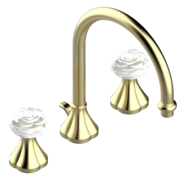 Смеситель для раковины THG Camélia Clear crystal U5L.H50.151 цвет-матовая латунь PVD/прозрачный хрусталь