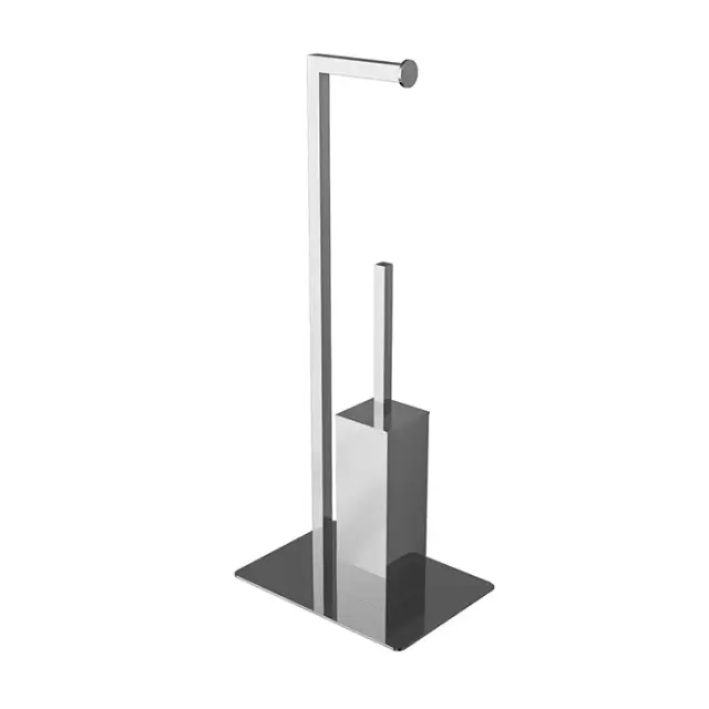 NOKEN SQUARE Стойка напольная с ершиком и держателем туалетной бумаги, хром