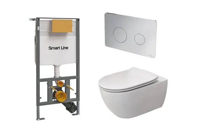 NOKEN PACK ARQUITECT Комплект: инсталляция, унитаз с сиденьем, клавиша, matt white/chrome