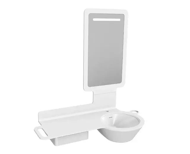 NOKEN З/Ч MOOD Зеркало с рамой из KRION® и светодиодной подсветкой и столешница 120 см, Snow