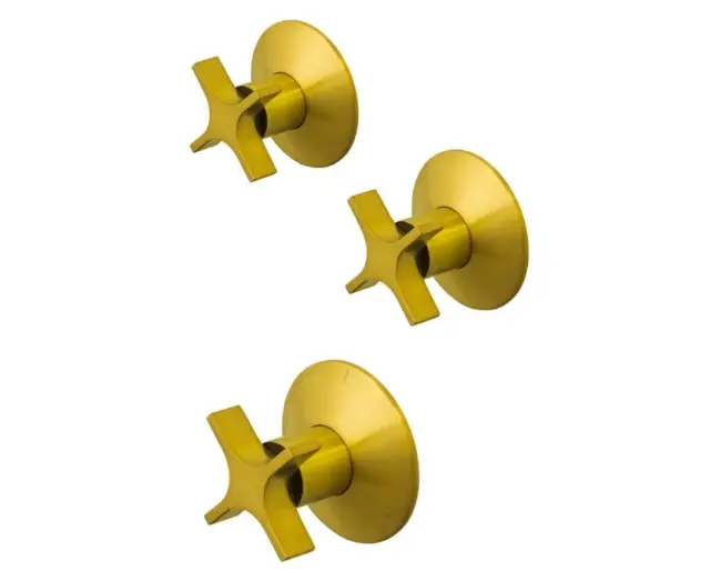 NOKEN LOUNGE CROSS Комплект запорных вентилей 1/2” и переключатель на 2 выхода, браш. золото
