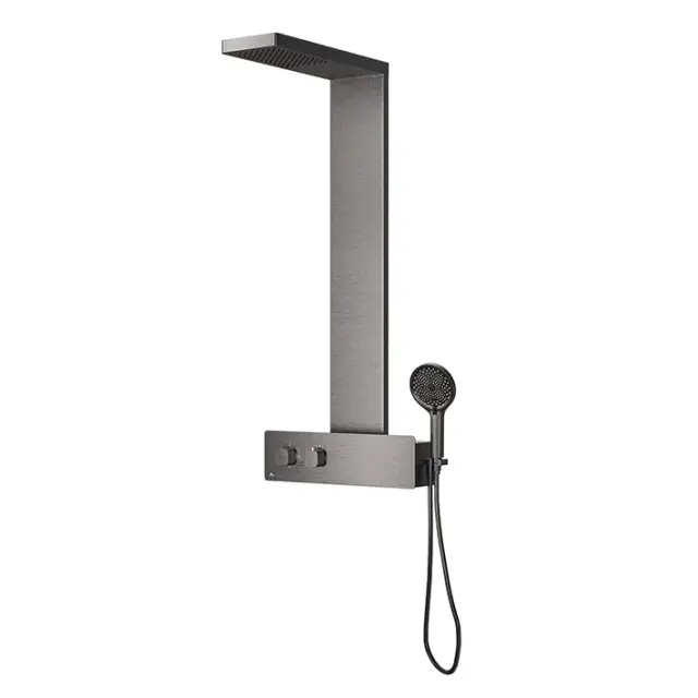 NOKEN OXO Душевая стойка с термостатом, ручной душ с 3 функциями дождя, браш. титан