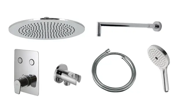 NOKEN PACK TOUCH&FEEL ROUND Душевой комплект с верхним душем Oval 30x20 см, хром