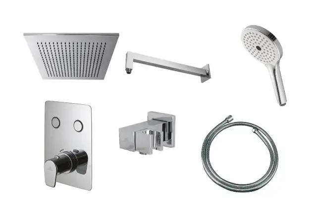 NOKEN PACK TOUCH&FEEL SQUARE Душевой комплект с верхним душем 30х30 см, хром