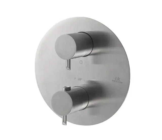 NOKEN ROUND INOX Термостатический смеситель скрытого монтажа на 2 выхода, брашир.нержавеющая сталь