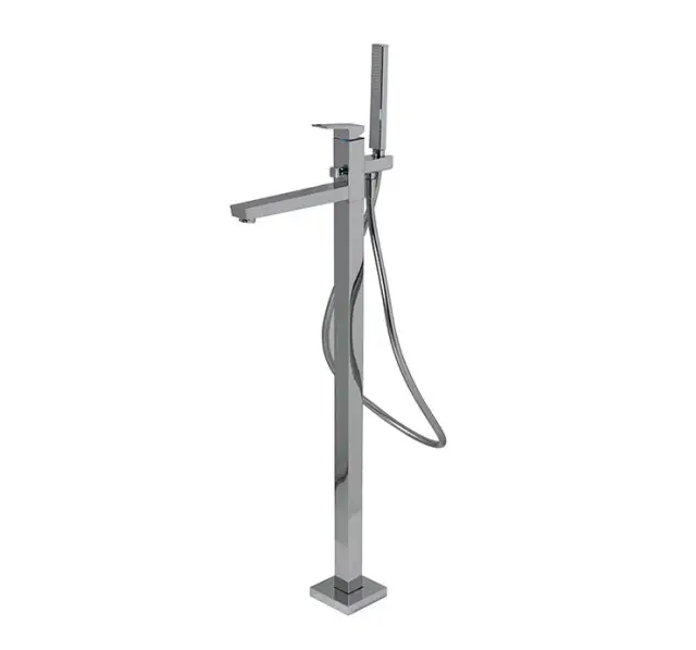 NOKEN SQUARE Однорычажный напольный смеситель для ванны с ручным душем, хром