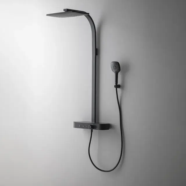 NOKEN T&F PREMIUM Душевая стойка с термостатом р.д. 6,2 л/мин, лейки 15,09 л/мин, черный