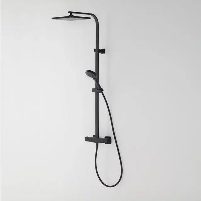 NOKEN TEC SQUARE THERMOSTATIC Душевая стойка термостатическая, лейка 250x250 мм, черный матовый