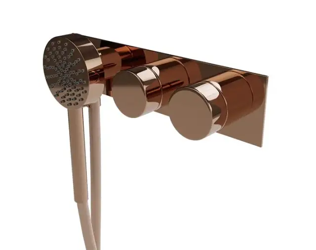 NOKEN TONO Наружная часть термостата с подводом воды и магнитным держателем, 2 потребителя, медь